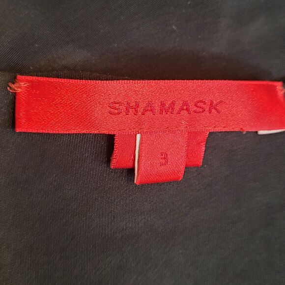 Shamask Black Minimalist Unstructured Open Front 100% Silk Jacket Size 3= 16-20 - Picture 8 of 11